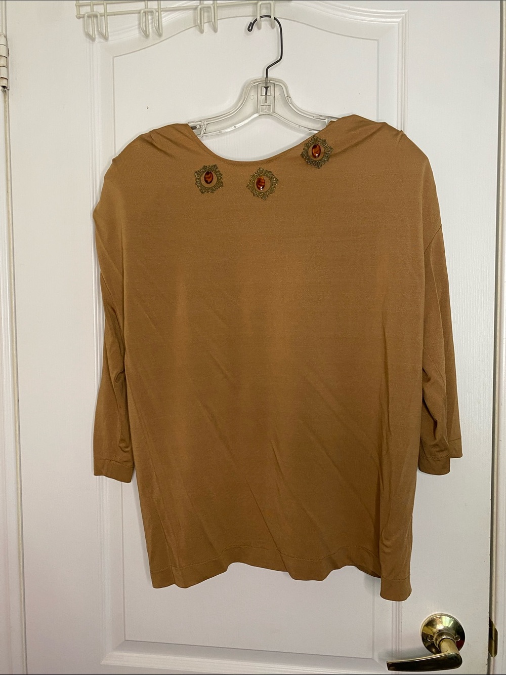 Embellished Tan Women's Pullover Sweatshirt
